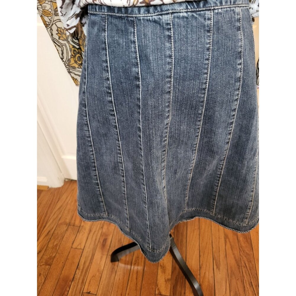 Sonoma Y2K A Line Full Mini Skirt Medium Wash 10 Boho 00s 2010 Retro Western - Picture 2 of 7